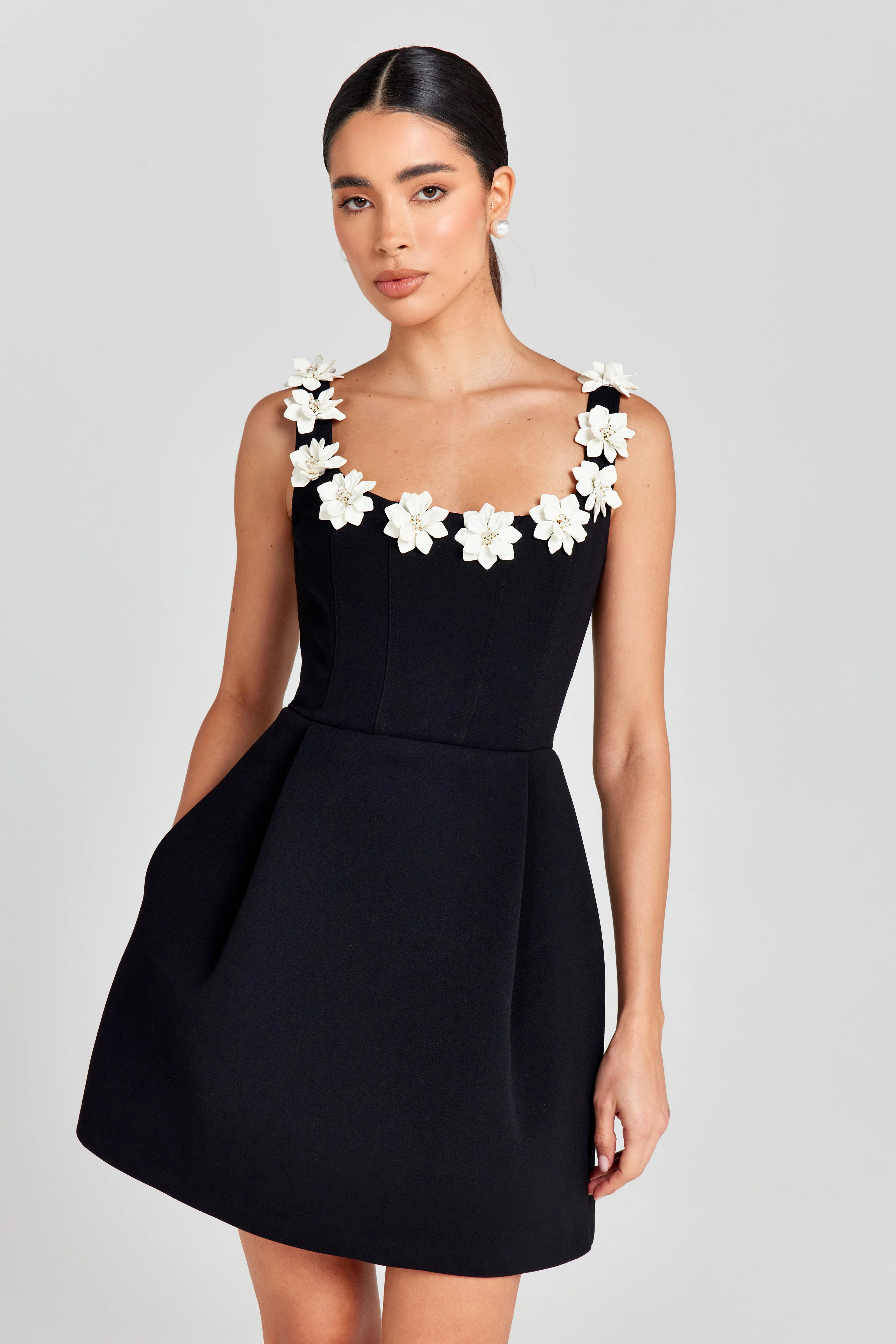 Floral Appliqué Summer Mini Dress - Image 2