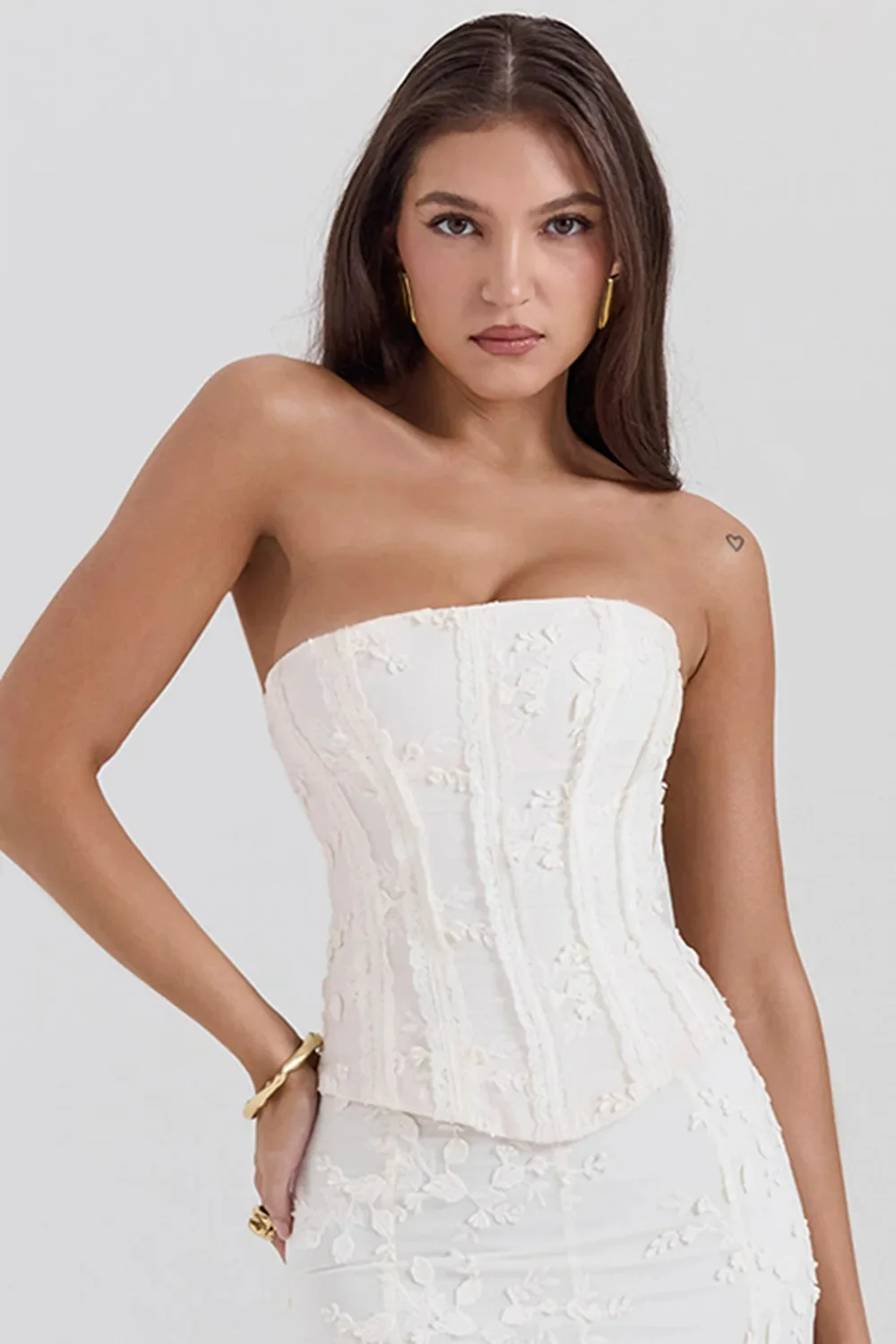 Strapless Embroidered Wedding Guest Maxi Dress - Image 3