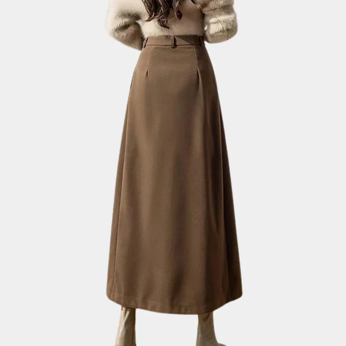 Women's Ankle-Length A-Line Stretch Wool Skirt - Image 2