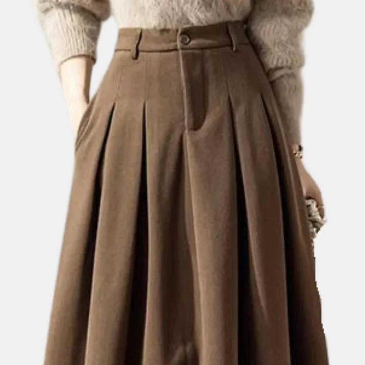 Women's Ankle-Length A-Line Stretch Wool Skirt - Image 3