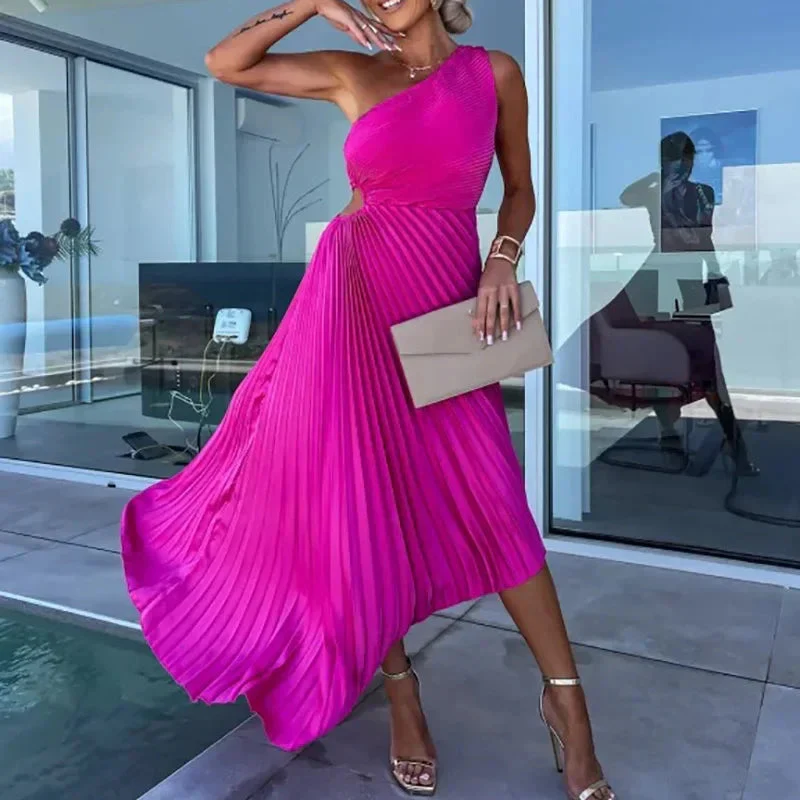 Asymmetric Elegance Dress – Chic One Shoulder Design - Image 2