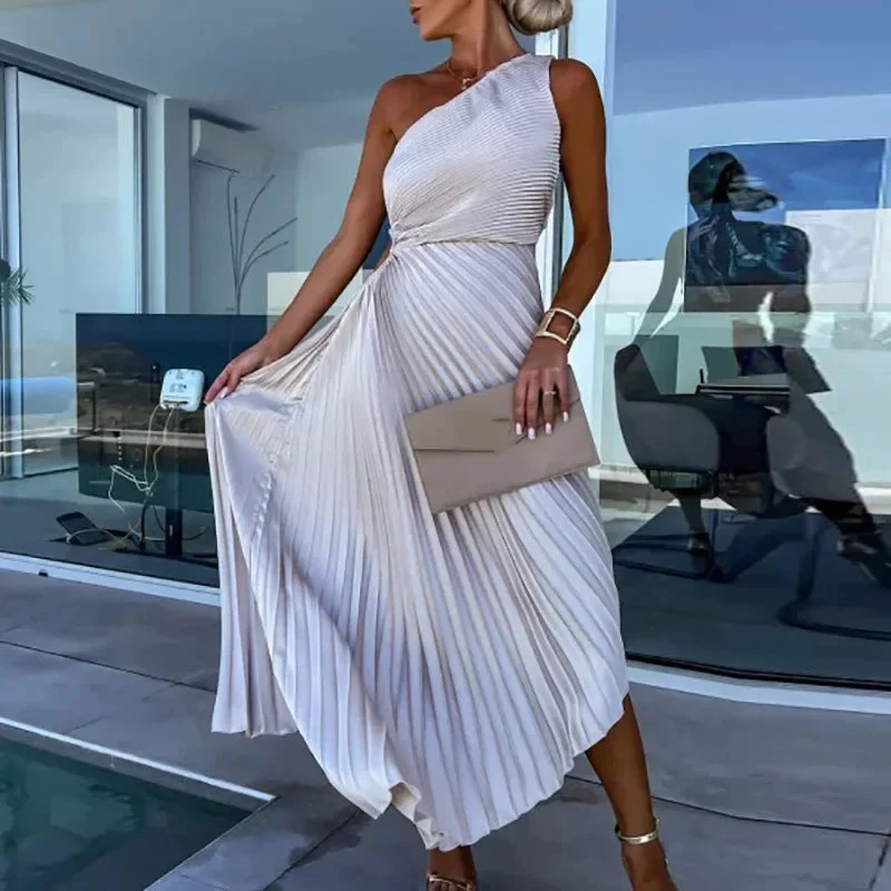 Asymmetric Elegance Dress – Chic One Shoulder Design - Image 4