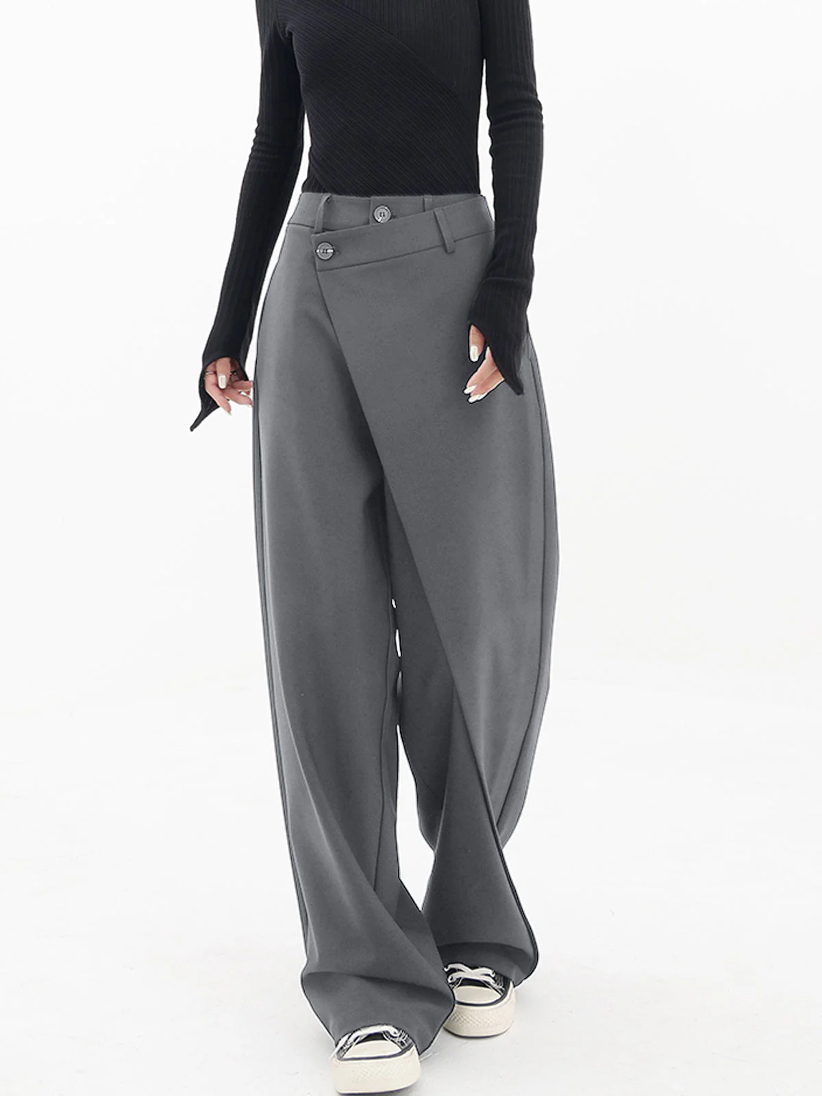 Asymmetrical Relaxed Fit Pants - Image 8