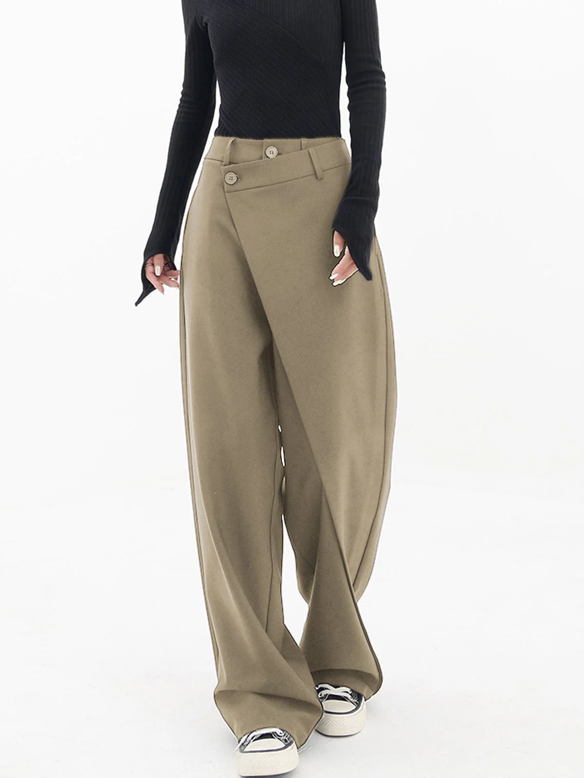 Asymmetrical Relaxed Fit Pants - Image 9