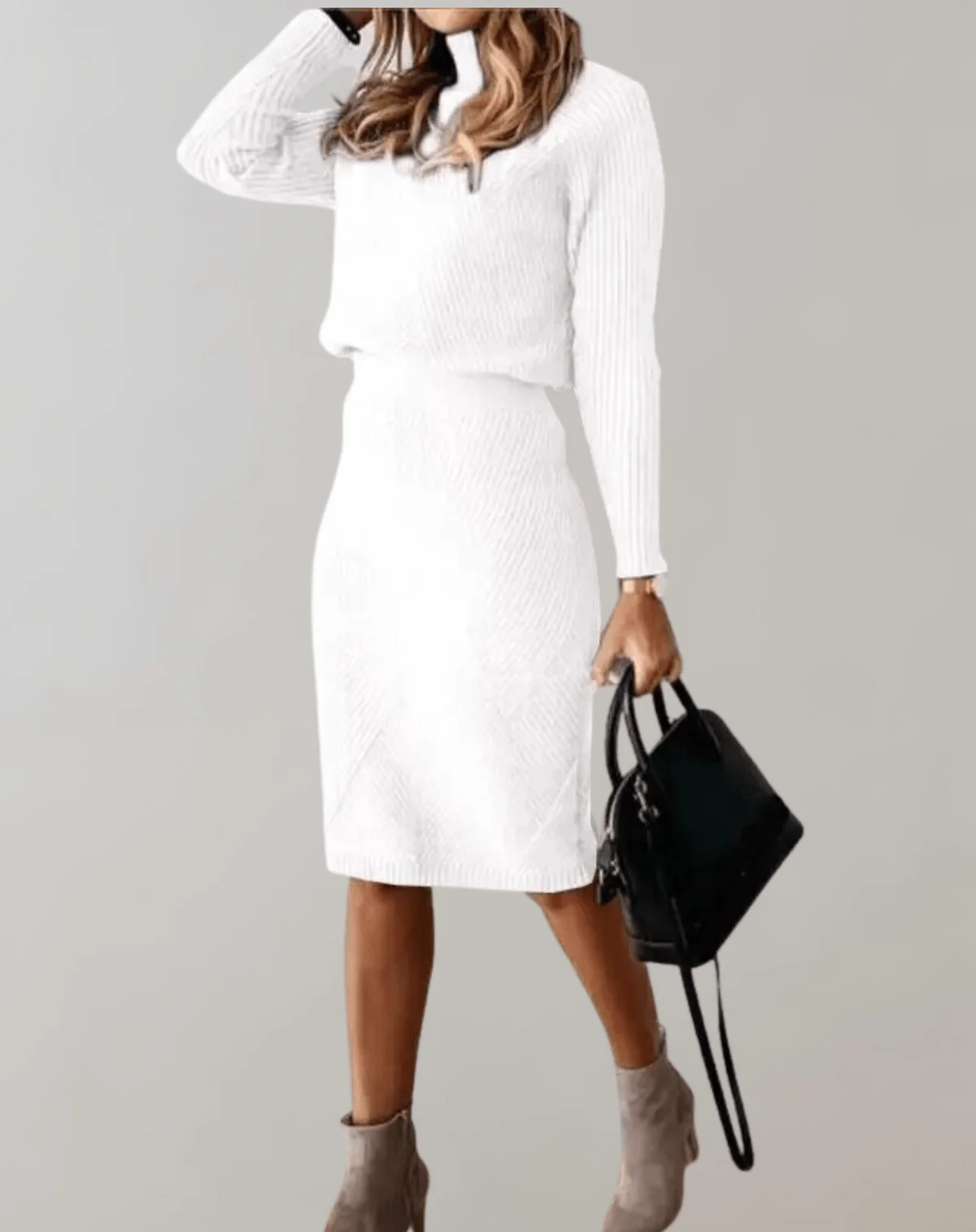 Two-Piece Knit Set With Turtleneck Sweater And Slim Skirt - Image 10