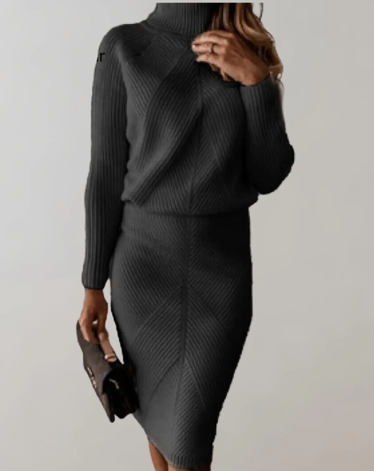 Two-Piece Knit Set With Turtleneck Sweater And Slim Skirt - Image 12