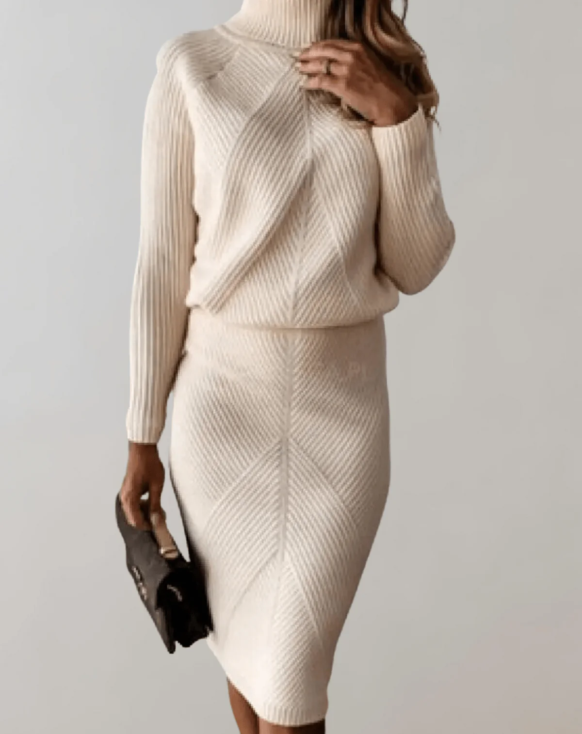 Two-Piece Knit Set With Turtleneck Sweater And Slim Skirt - Image 7