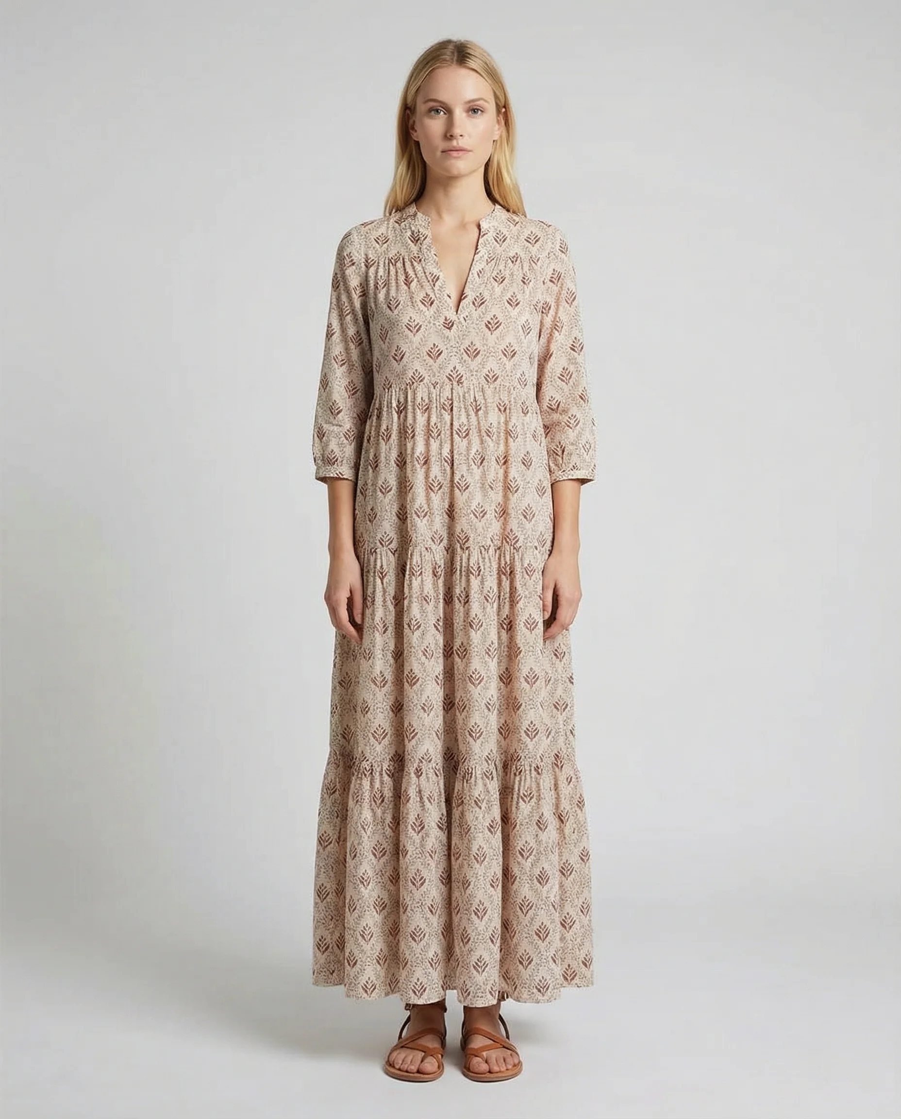Autumn Vintage Long Dress – Flattering V-Neck Design for Effortless Style - Image 2