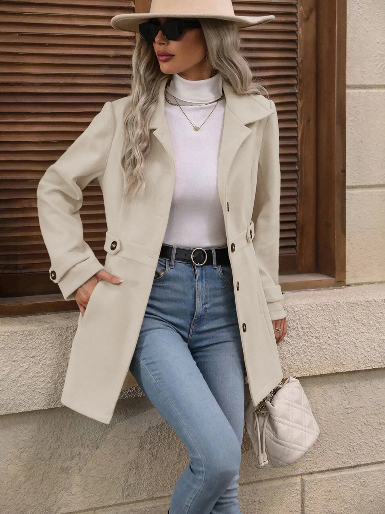 Autumn Wool Coat – Elegant Slim Fit Design for Versatile Styling - Image 3