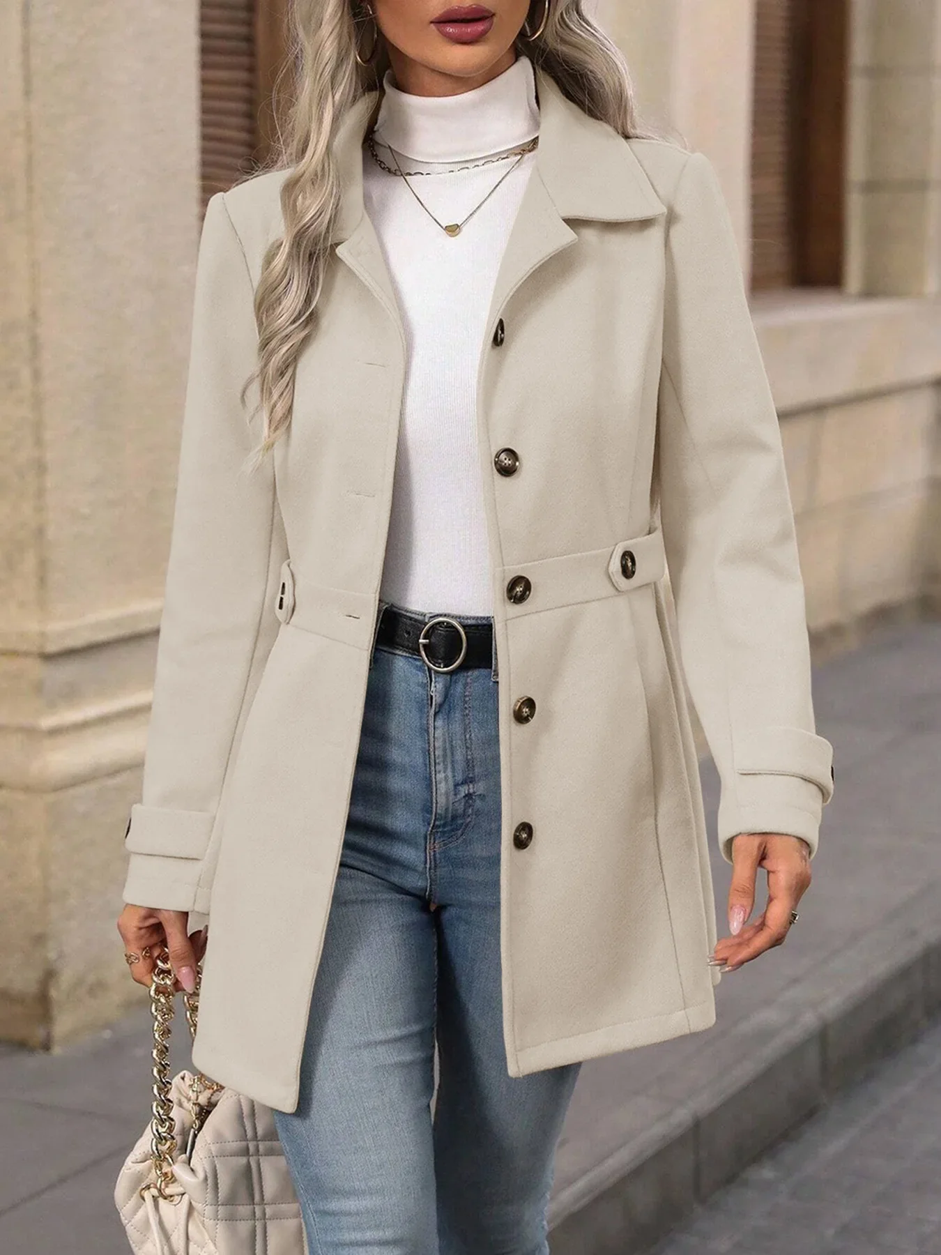 Autumn Wool Coat – Elegant Slim Fit Design for Versatile Styling - Image 5