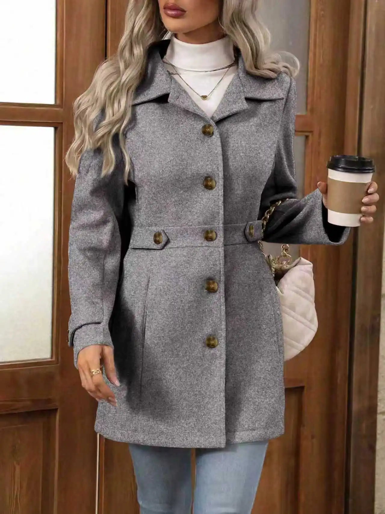 Autumn Wool Coat – Elegant Slim Fit Design for Versatile Styling - Image 7