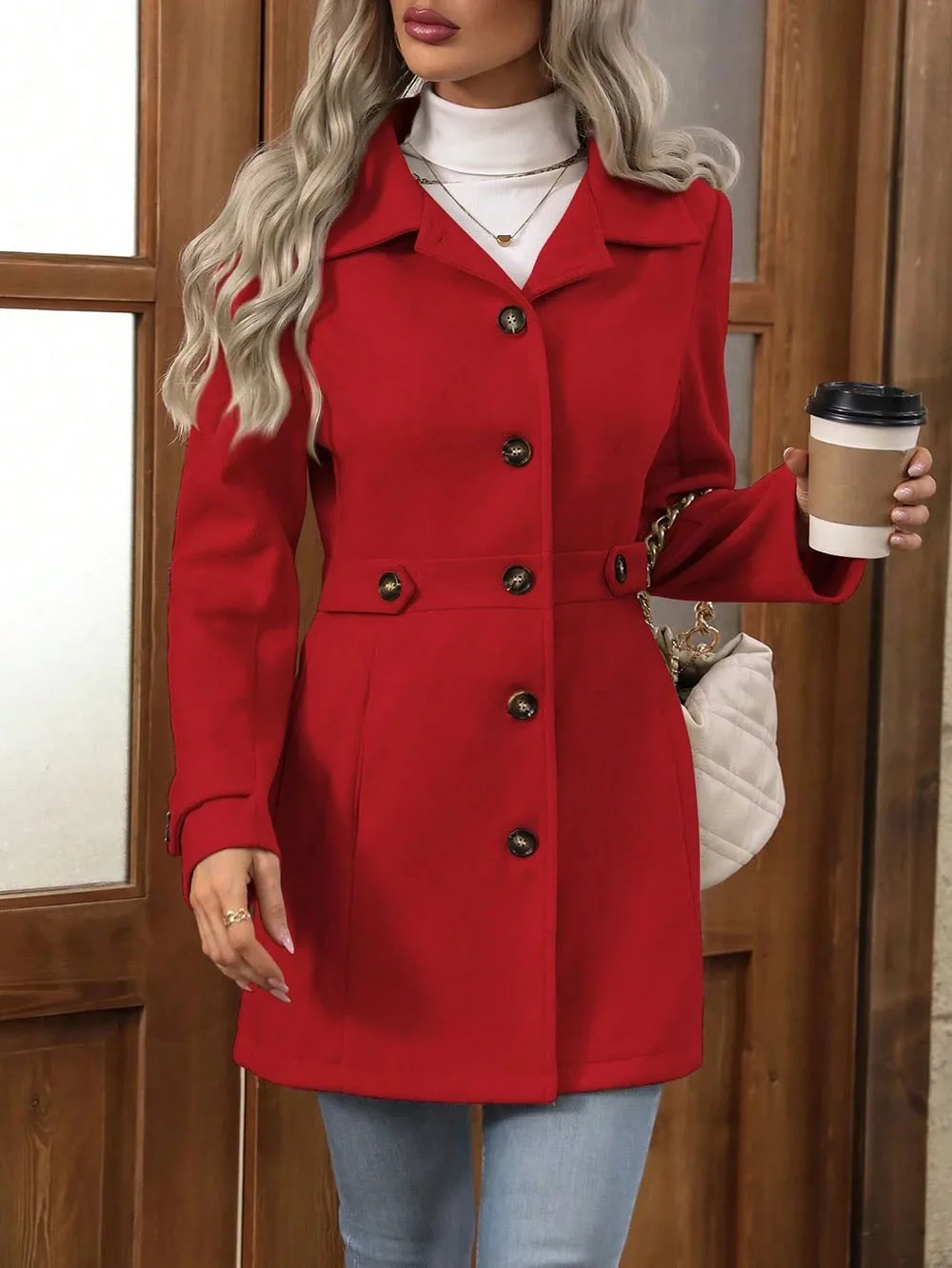 Autumn Wool Coat – Elegant Slim Fit Design for Versatile Styling - Image 8