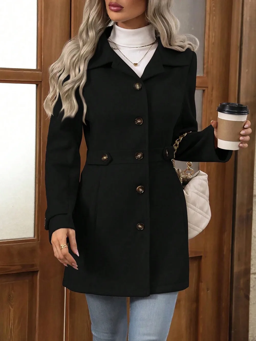 Autumn Wool Coat – Elegant Slim Fit Design for Versatile Styling - Image 9