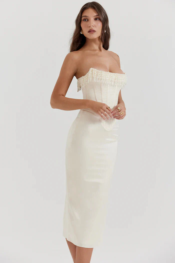 Bella Strapless Wedding Guest Maxi Dress - Image 2