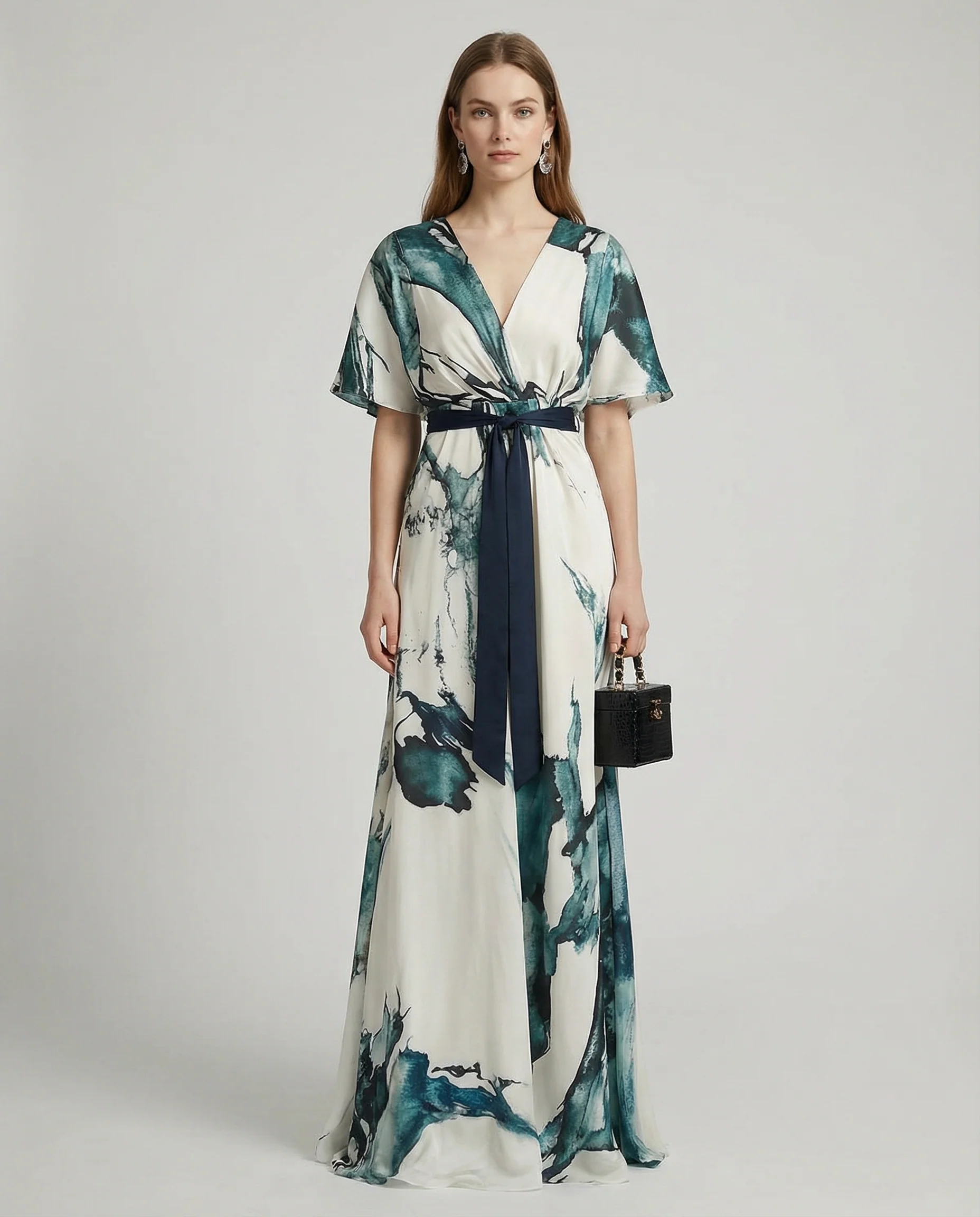 Bohemian Floral Maxi Dress – Elegant Deep V Neck Summer Wedding Guest Outfit - Image 2