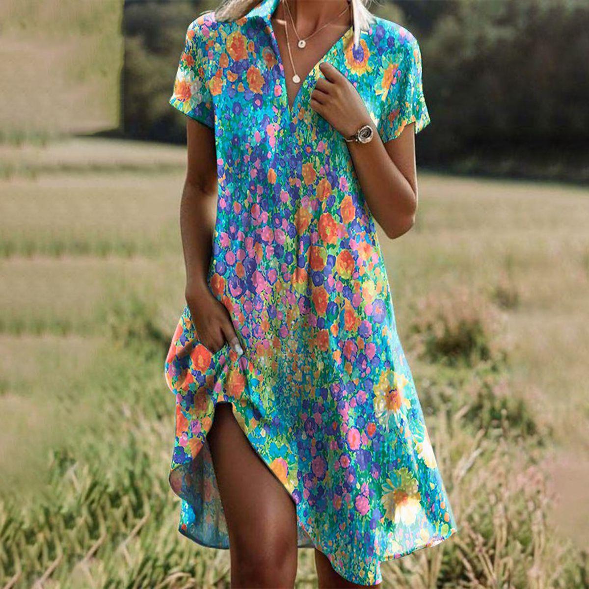 Boho Chic Summer Dress with Flowing Lightweight Fabric for Beach Days