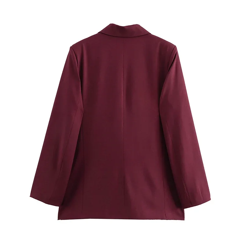 Burgundy Vintage Blazer – Classic Double Breasted Style for Autumn Elegance - Image 6