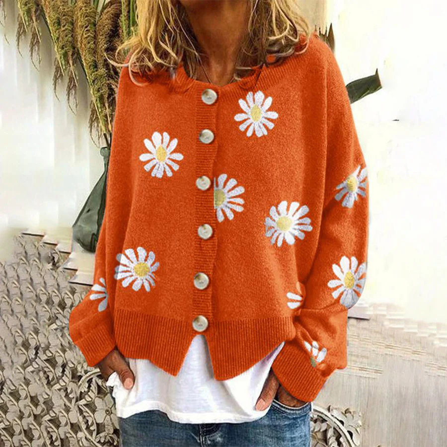 Button-Down Cardigan - Classic Knit Long Sleeve Sweater - Image 3