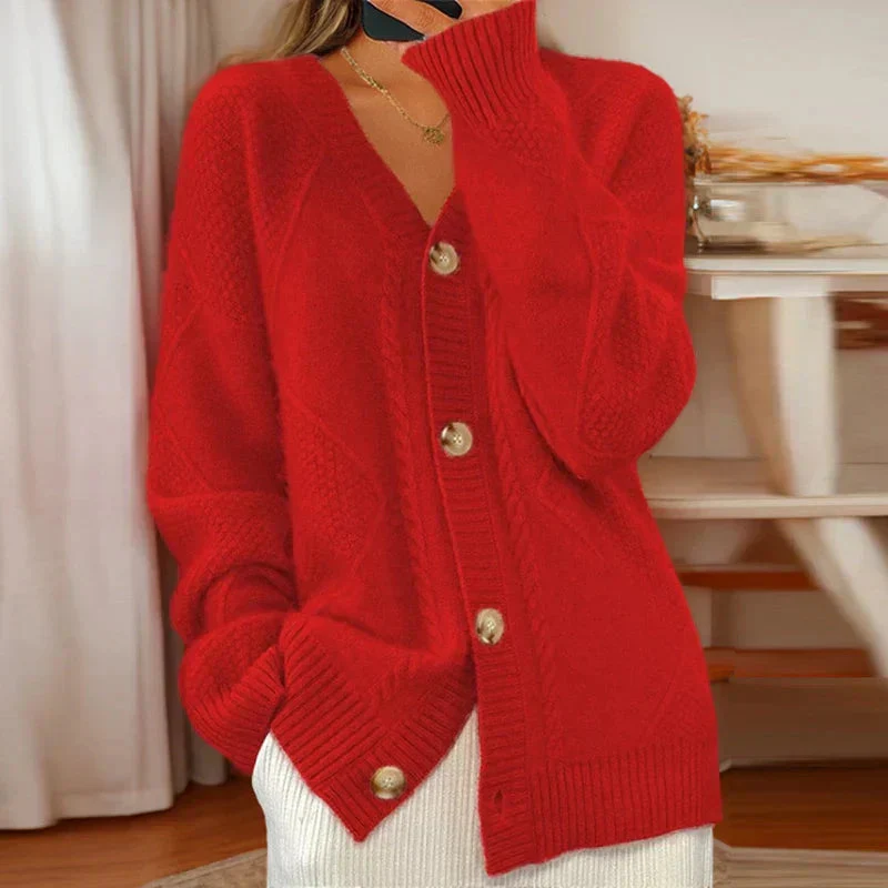 Cable Knit Button-Front Cardigan - Classic Knit Sweater - Image 7