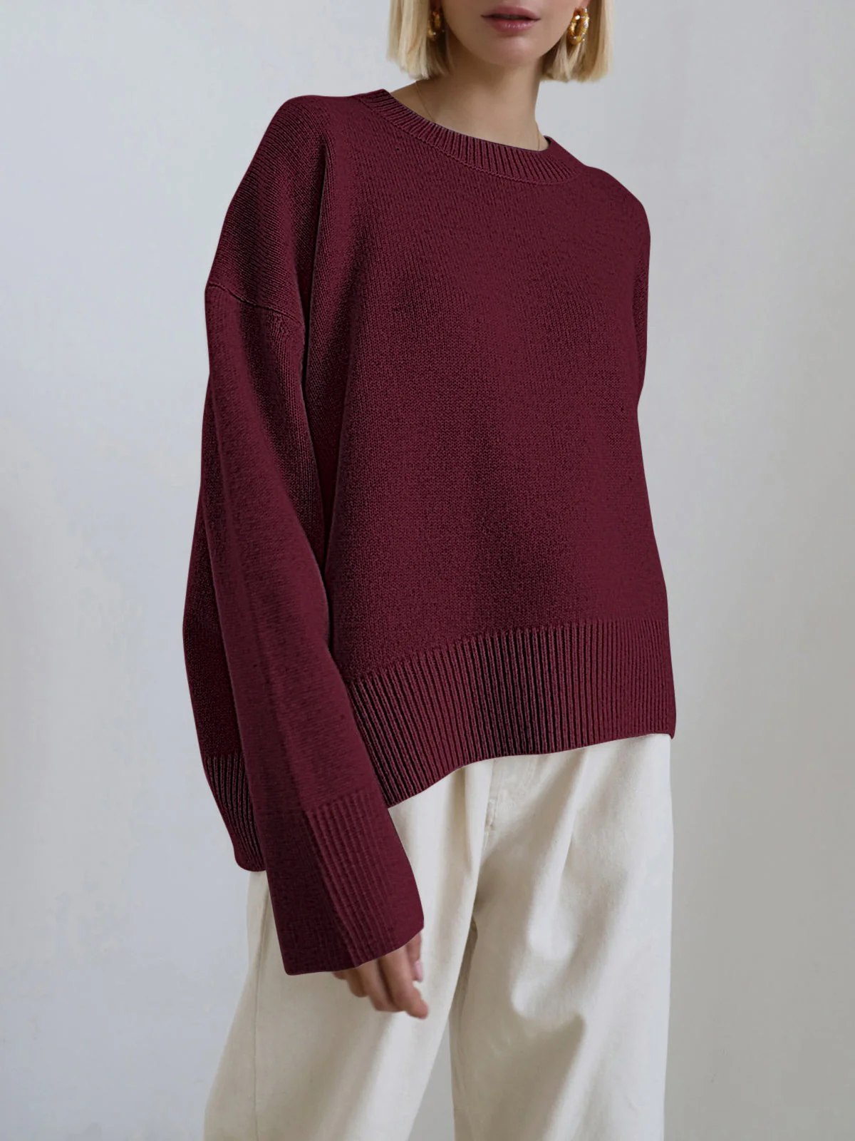 Oversized Crewneck Knit Sweater - Image 11