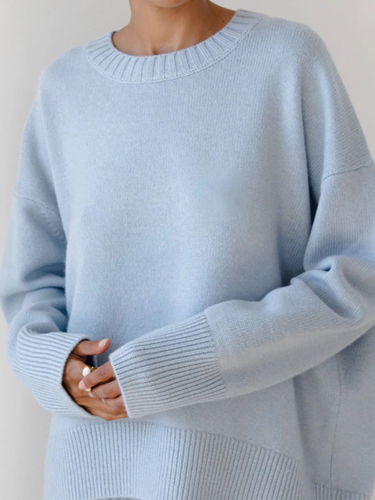 Oversized Crewneck Knit Sweater - Image 3