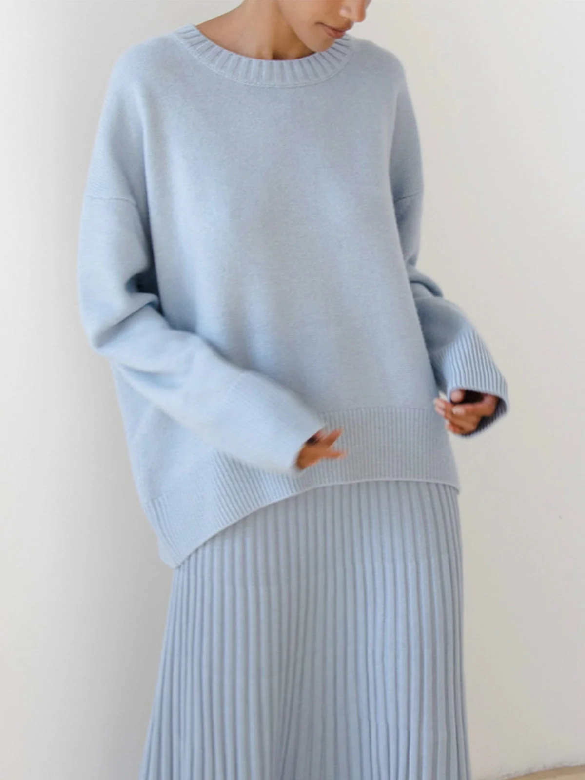 Oversized Crewneck Knit Sweater - Image 4