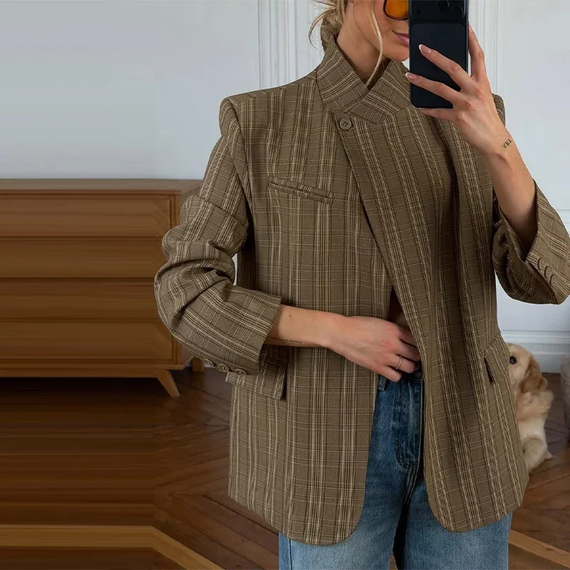 Casual Striped Blazer – Stylish Loose Fit with Pockets - Image 5