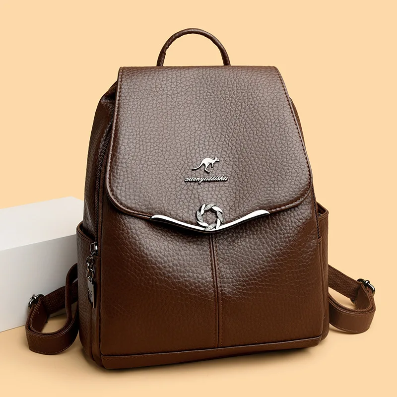 PU Leather Casual Travel Backpack - Image 2