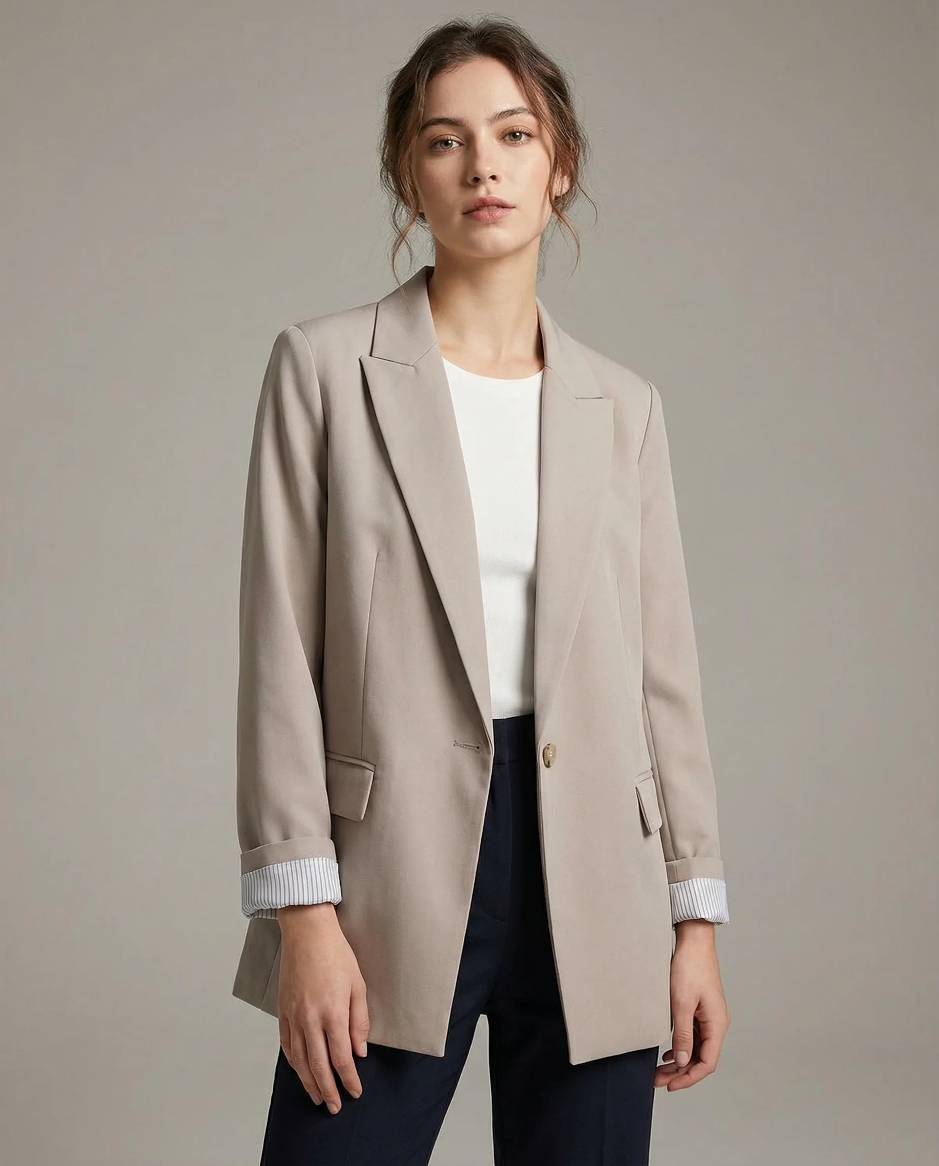 Charmchant Oversized Linen Blazer – Effortless Casual Office Style - Image 4