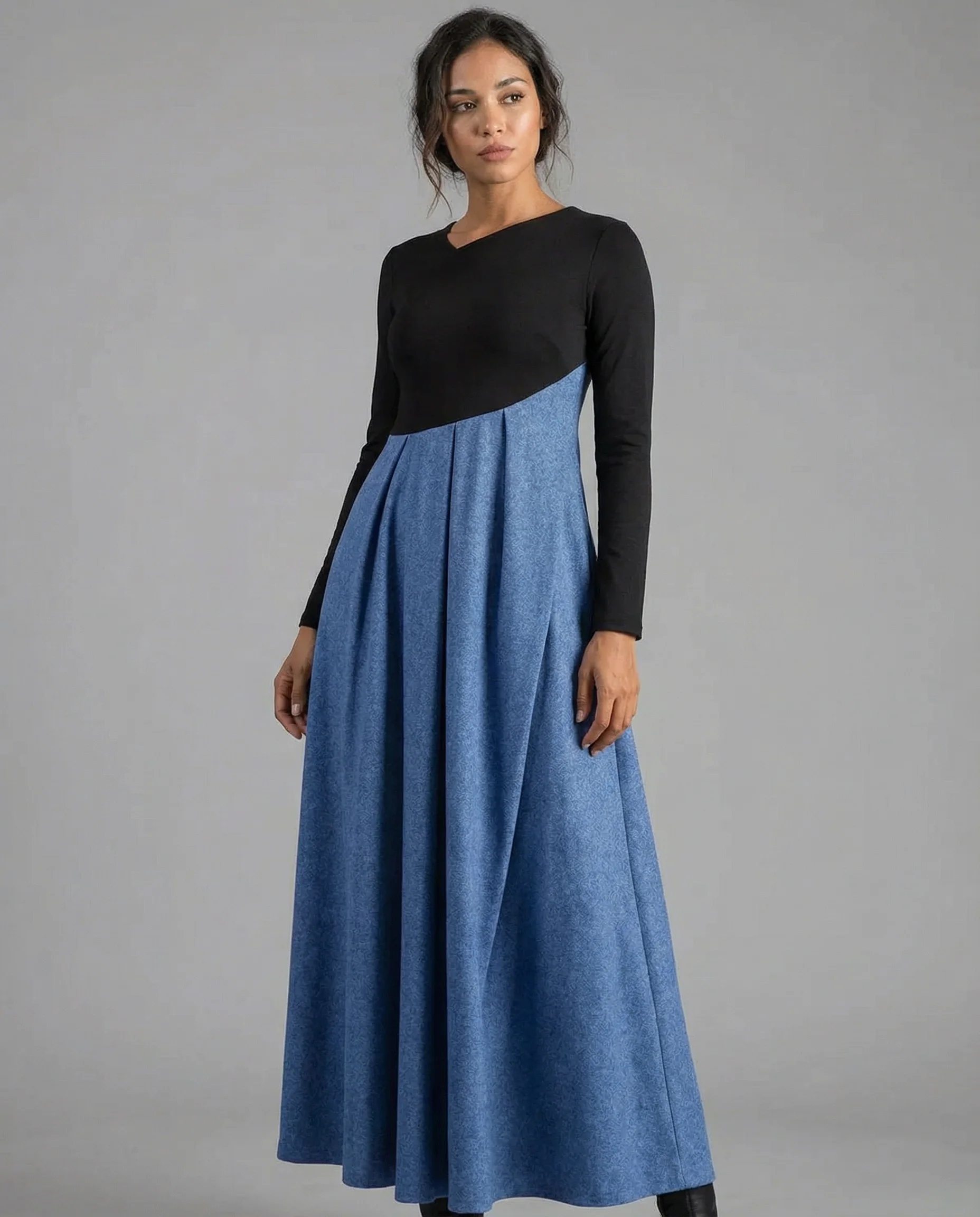 Chic A-Line Dress – Irregular Patchwork Design for Stylish Spring Outings - Image 3