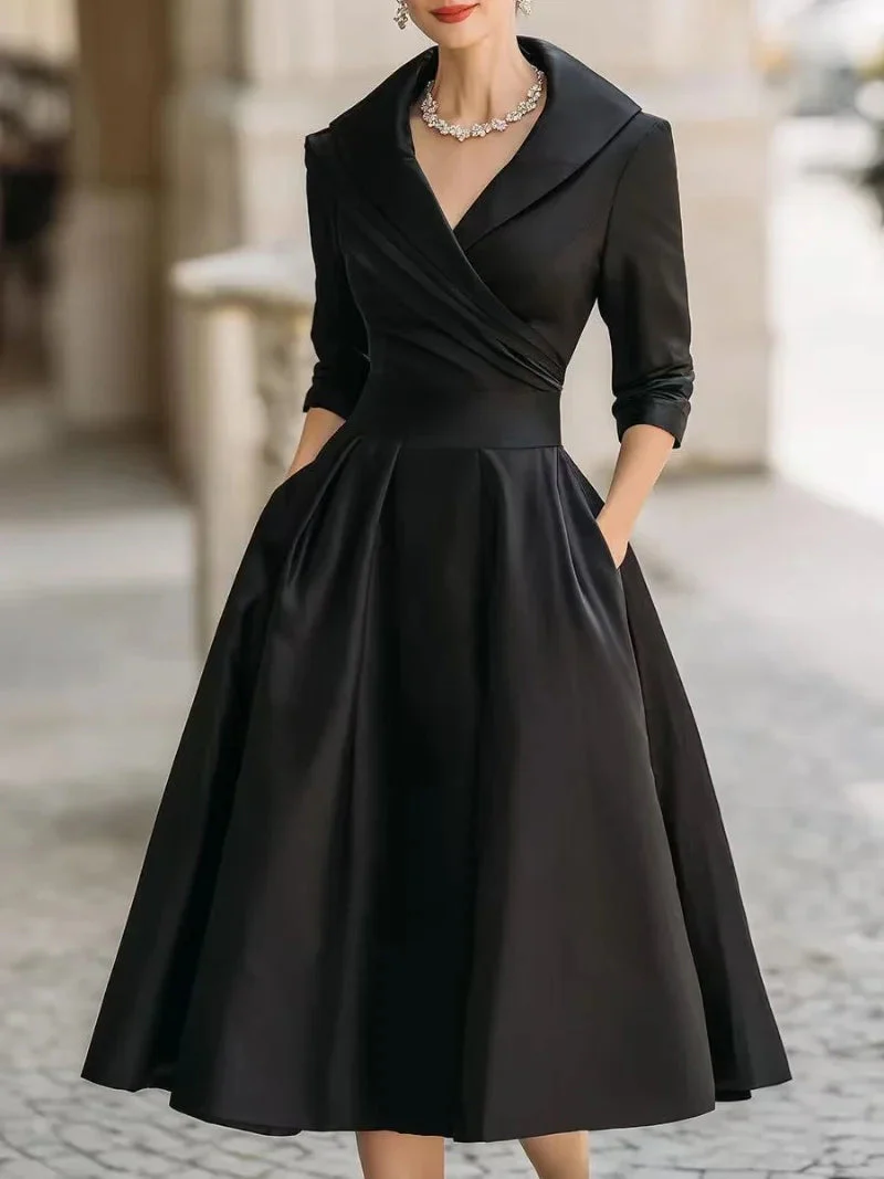 Chic A-Line Dress – Stylish Lapel Design for Effortless Summer Elegance - Image 4