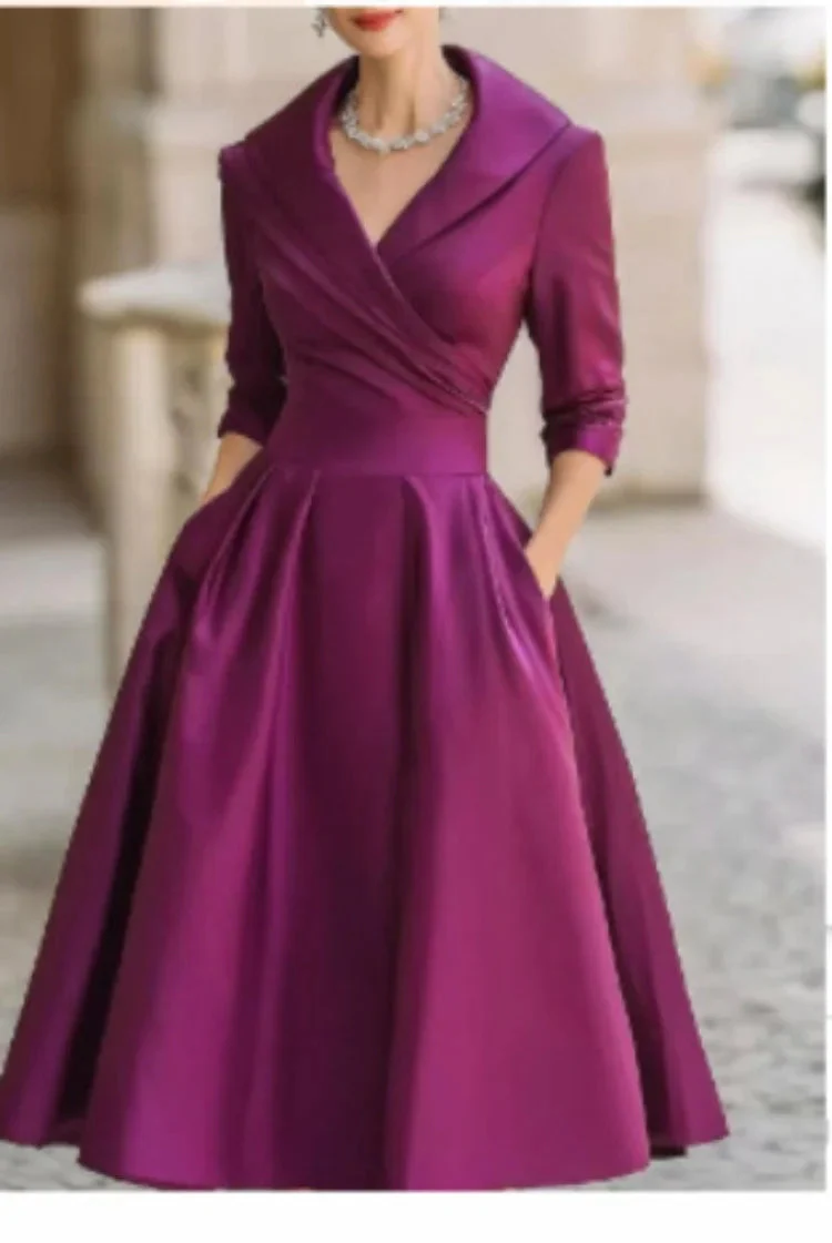 Chic A-Line Dress – Stylish Lapel Design for Effortless Summer Elegance - Image 9