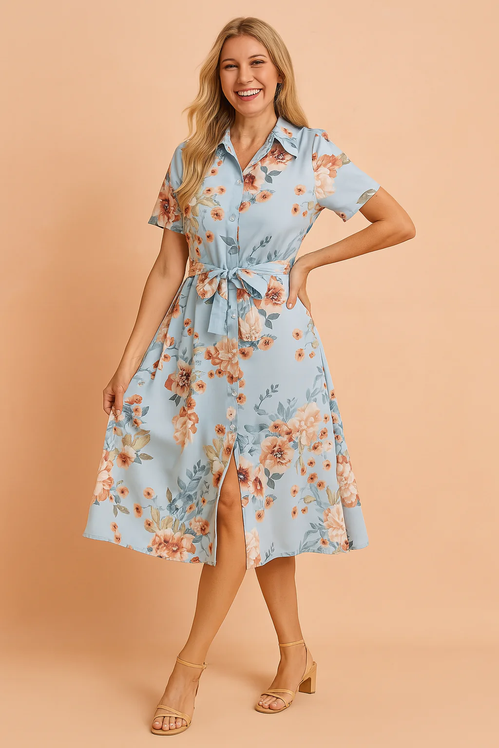 Chic Belted Midi Dress with Slit | Effortless Summer Style