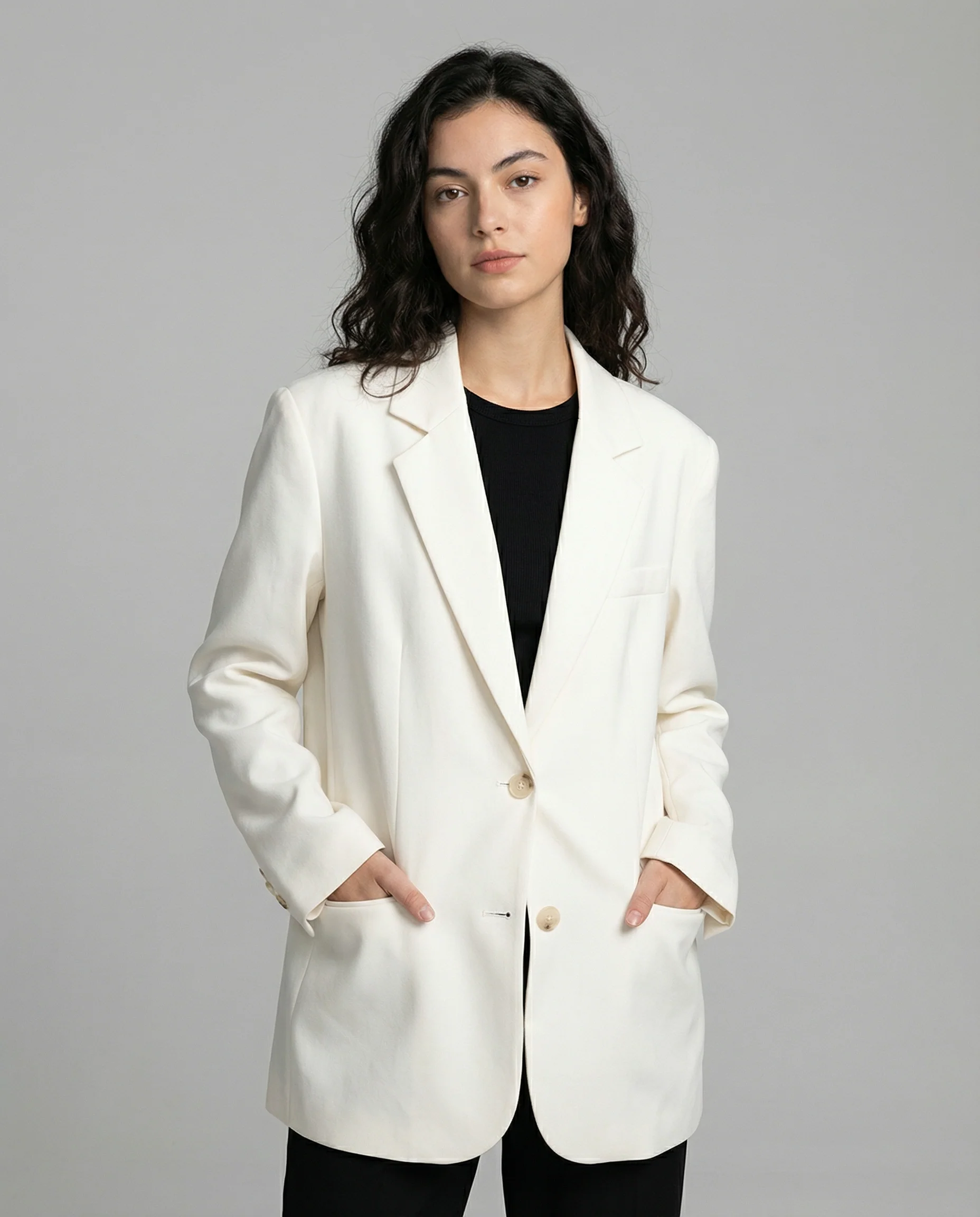 Chic Blazer – Elegant Solid Long Sleeve Office Coat