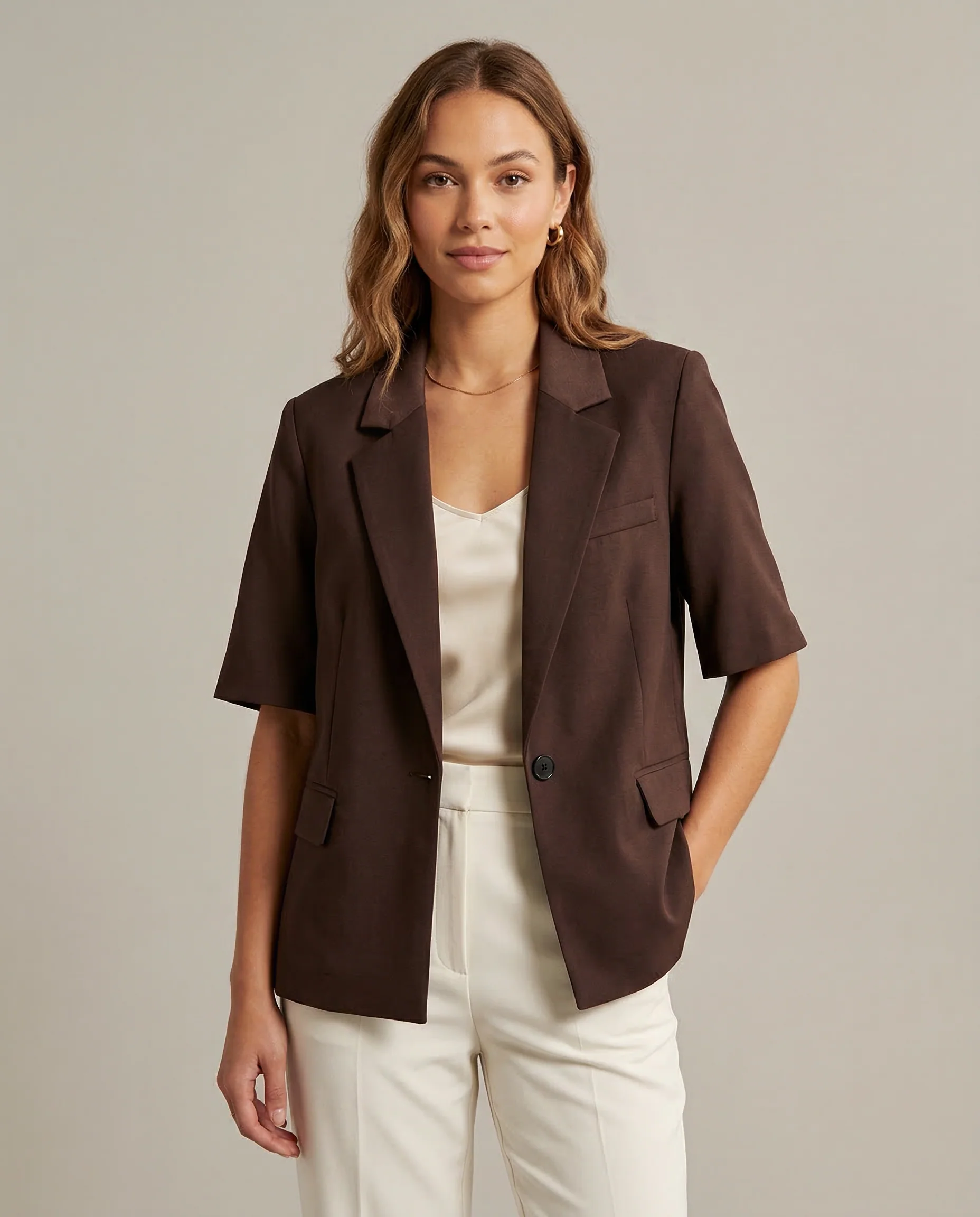 Chic Blazer – Stylish Short Sleeve Office Essential - Image 2