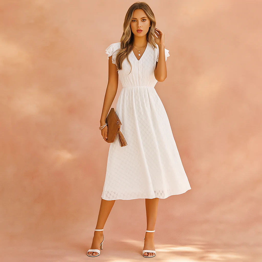 Chic Ruffle Sleeve Midi Summer Dress | Effortless Summer Style