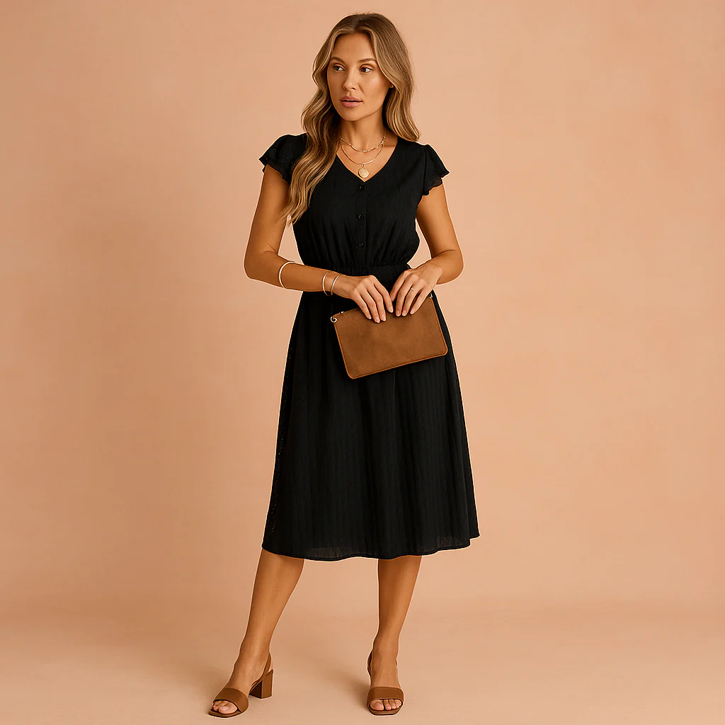 Chic Ruffle Sleeve Midi Summer Dress | Effortless Summer Style - Image 2