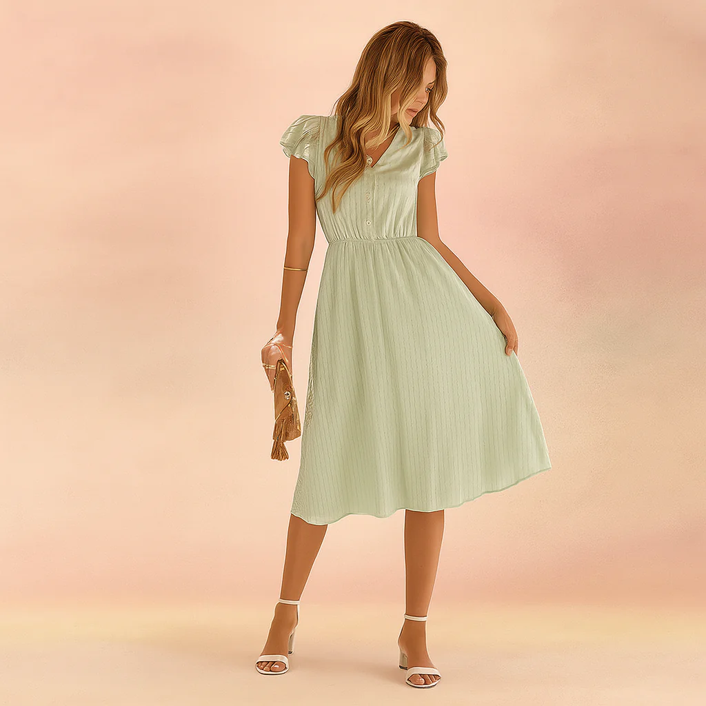 Chic Ruffle Sleeve Midi Summer Dress | Effortless Summer Style - Image 3