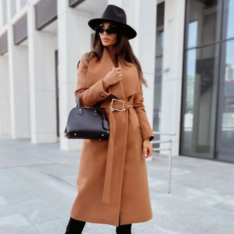 Chic Wool Coat – Belted Wrap Design for Effortless Winter Style - Image 5