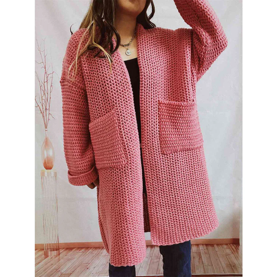 Chunky Knit Cardigan - Oversized Open Front Winter Sweater - Image 3