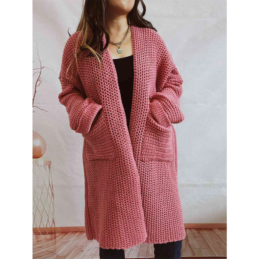 Chunky Knit Cardigan - Oversized Open Front Winter Sweater - Image 4
