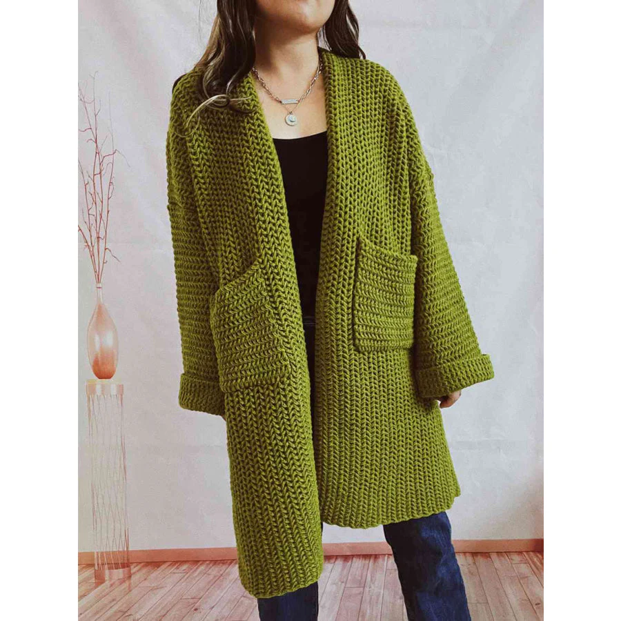 Chunky Knit Cardigan - Oversized Open Front Winter Sweater - Image 5