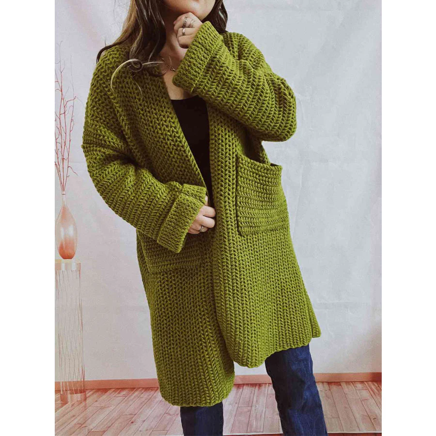 Chunky Knit Cardigan - Oversized Open Front Winter Sweater - Image 6