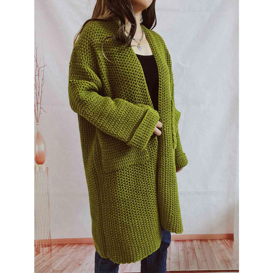 Chunky Knit Cardigan - Oversized Open Front Winter Sweater - Image 7