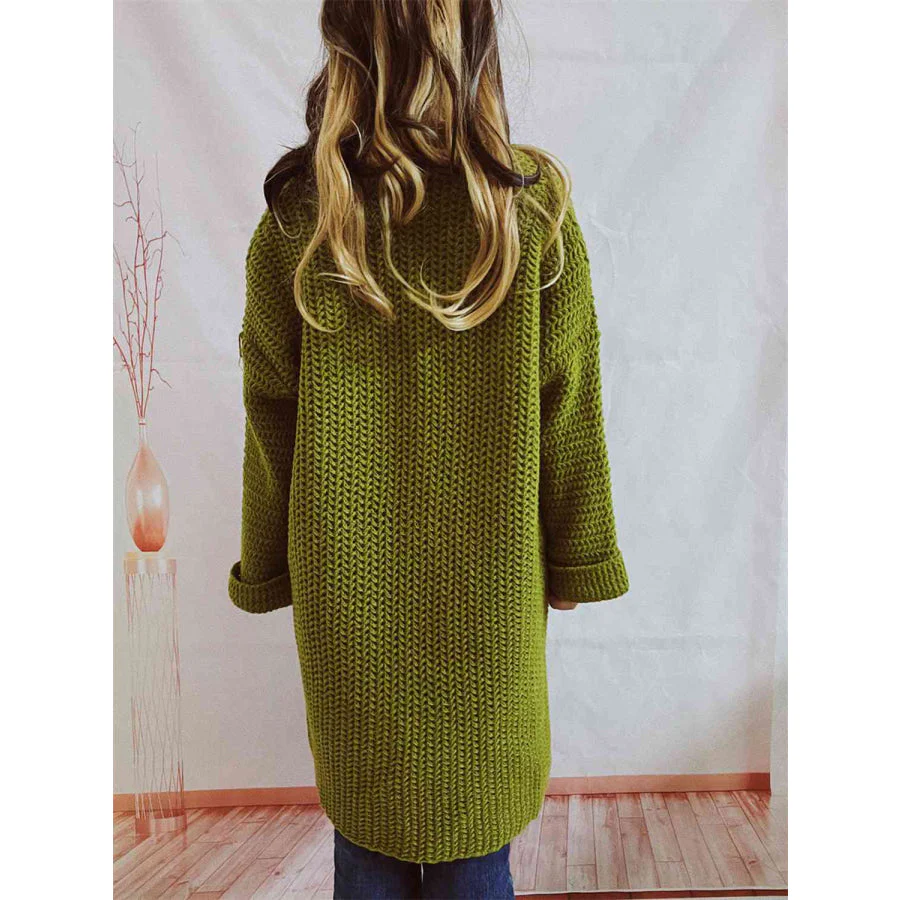 Chunky Knit Cardigan - Oversized Open Front Winter Sweater - Image 8