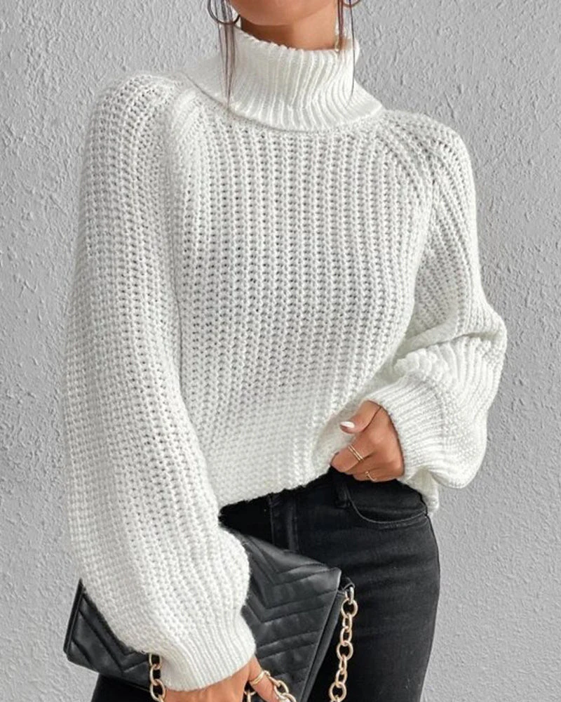 Classic Ribbed Turtleneck Knit Sweater for Women - Image 2