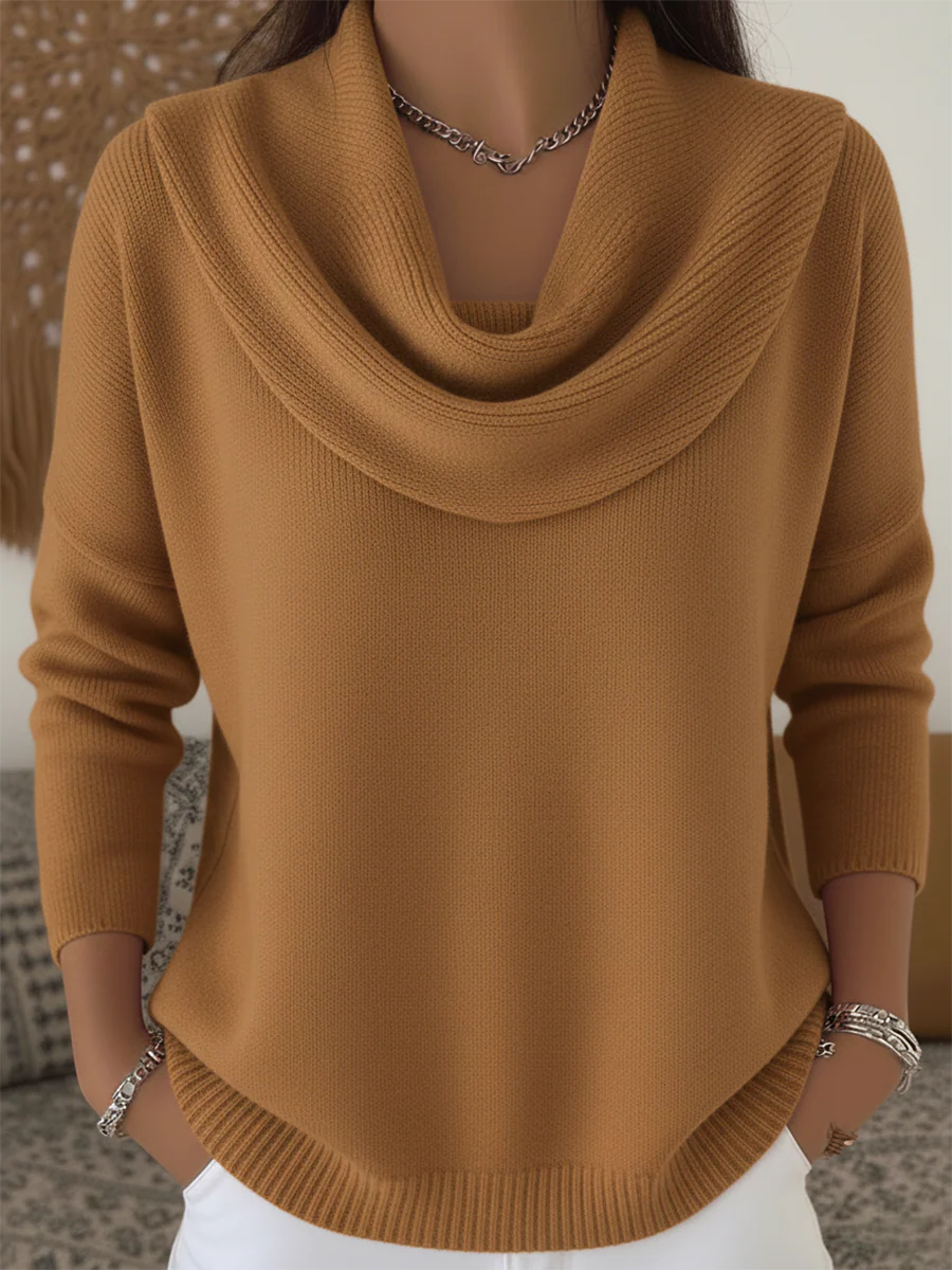 Cosy Cowl Neck Knit Pullover Sweater for Women - Image 2