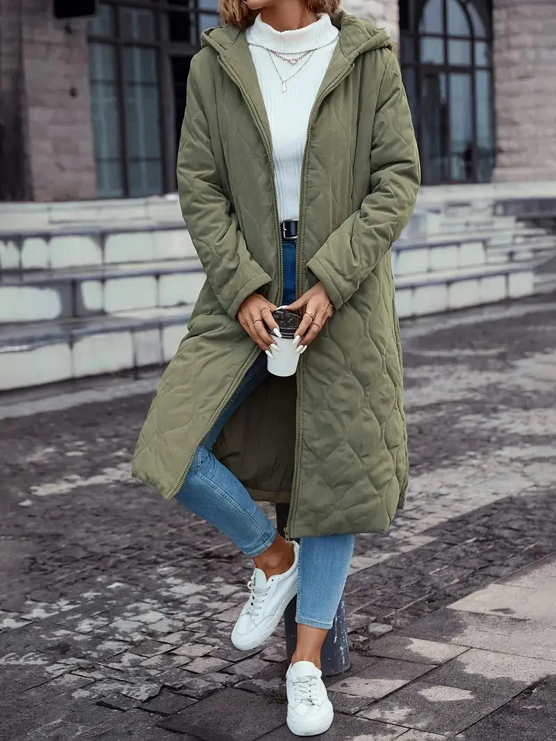 Women's Cotton quilted coat with hood and long sleeves - Image 3
