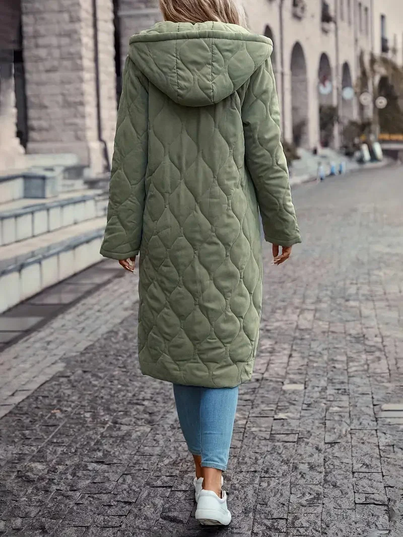 Women's Cotton quilted coat with hood and long sleeves - Image 5