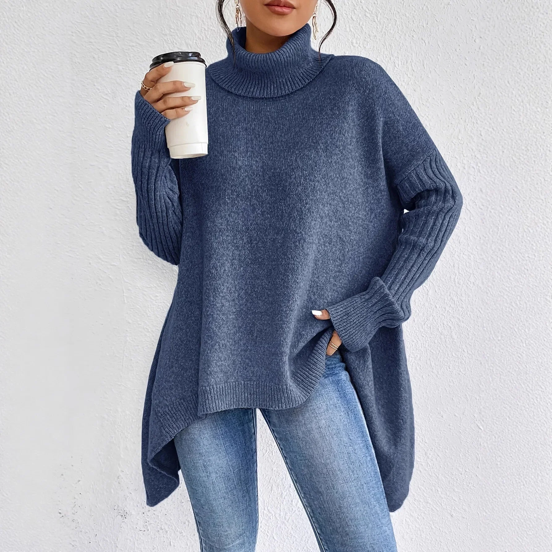 Cozy Oversized Cashmere Turtleneck Sweater for Women - Image 2